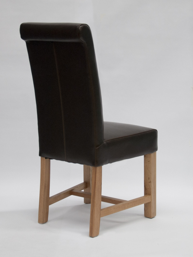 Premier - Leather Louisa Dark Brown Braced Leg Dining Chair